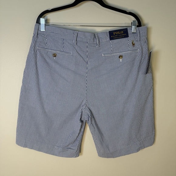 NWT Polo Ralph Lauren Men’s Blue White Striped Shorts Size 35 Classic Preppy - Picture 6 of 10